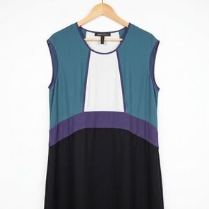 BCBGMaxAzria Colorblock Midi Dress in Teal and Purple